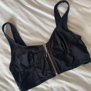 Black zip up crop top